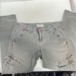 Free People Green/Gray Cargo Pants with Button Accents